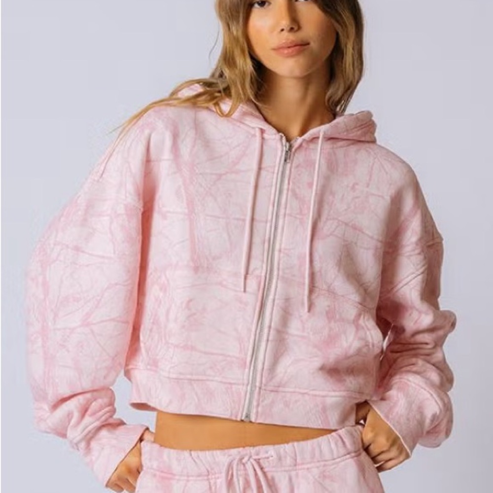 Dairy Boy Bubble Gum Camo Cropped Hoodie